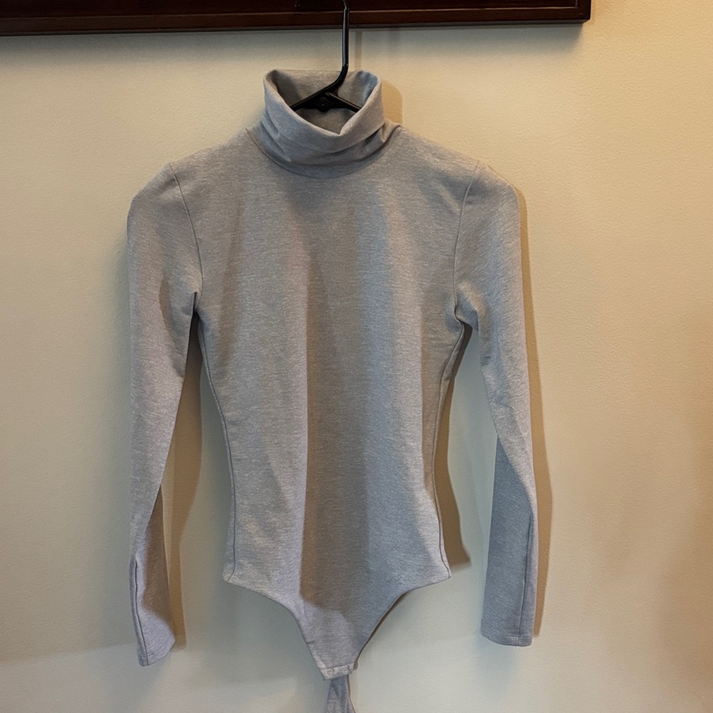 Aritzia Heather Gray Turtleneck Bodysuit